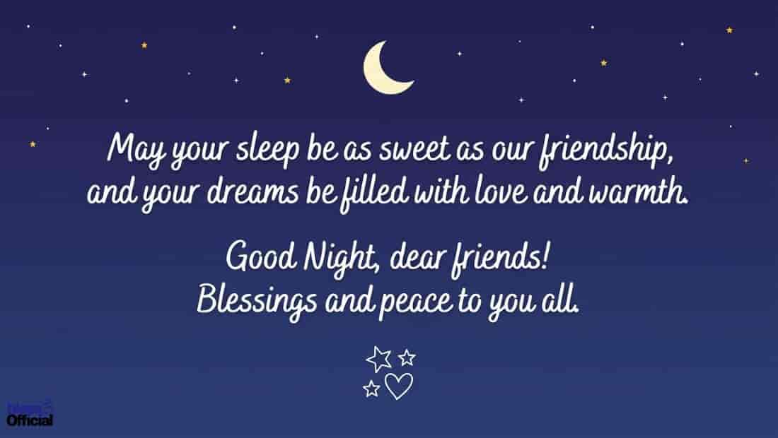 Good Night Blessings for Friends with Love