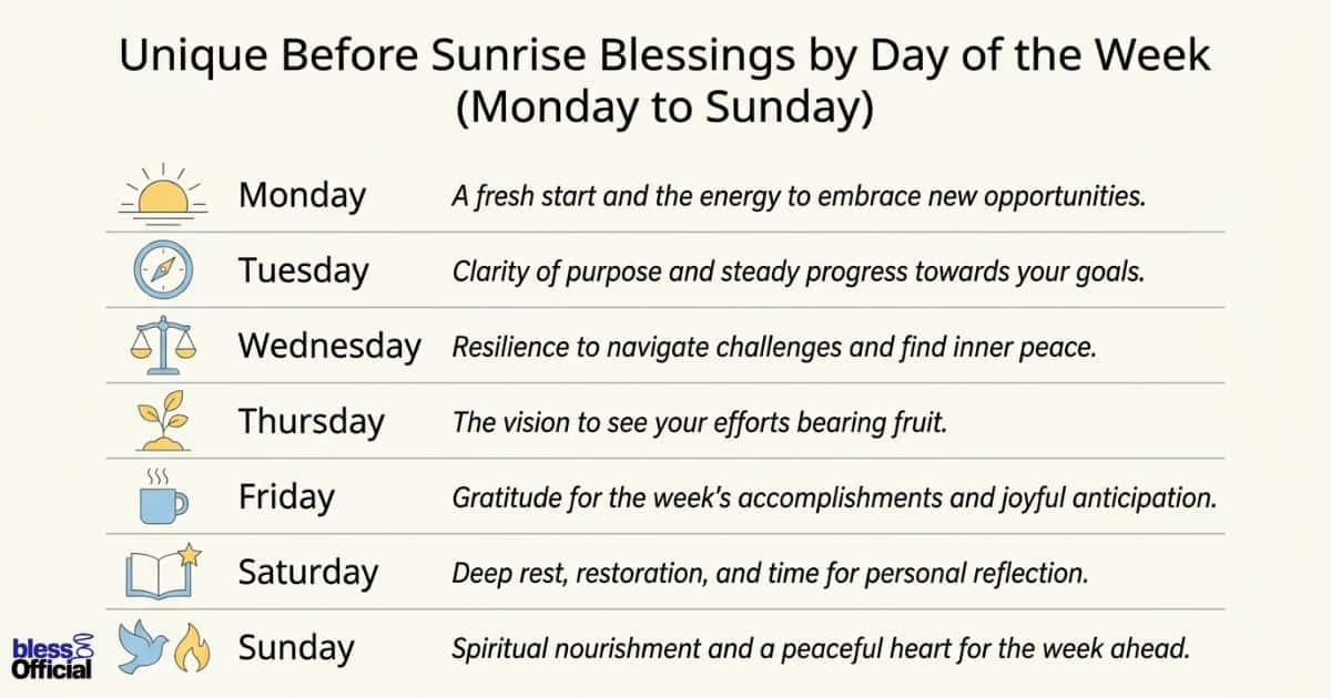 Unique Before Sunrise Blessings by Day of the Week (Monday to Sunday)